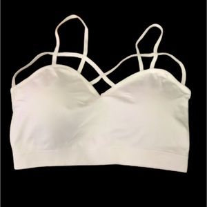 BOUTIQUE ITEM- SEXY BRALETTE IN WHITE, HAS PADS, STRAPPY DETAILS, SEAMLESS